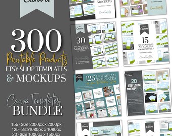 Etsy Shop Mockups Templates Bundle, Canva Printable Listings (Digital Download)