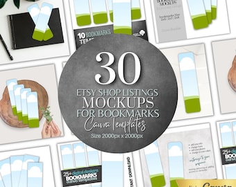 Maquetas de listados de marcadores / 30 plantillas de Canva para Etsy (descarga digital)