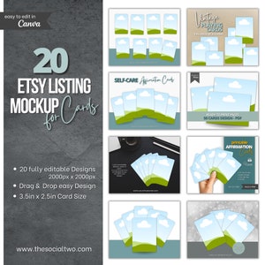 Etsy Listing mockup-afbeeldingen voor deckkaarten | Bevestigingskaarten Lijstsjablonen | Manifestatiekaarten met mockups