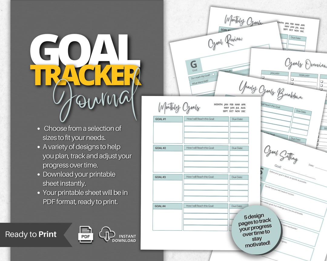 Goal Tracker Journal Printable Goal Tracker Printable Goal - Etsy