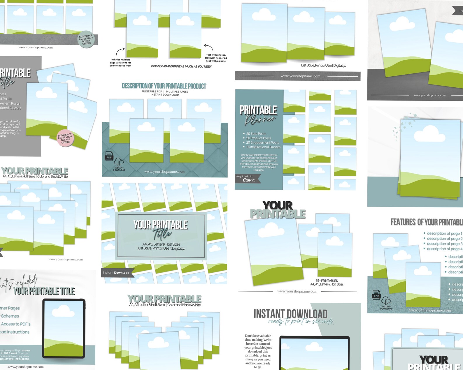 30 Etsy Fully Editable Printable Products Listing Templates Etsy