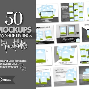 Etsy Listing Mockups for Printable Products, Printables Listing Templates, Listing Mockup Canva Templates, Sell on Etsy, Mock up Templates