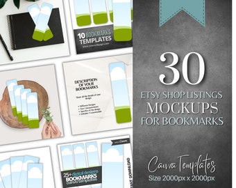 Maquetas de marcapáginas/Plantillas de anuncios de Etsy, editables en Canva (descarga digital)