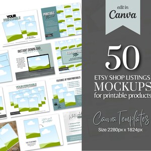 Plantillas de listados de Etsy para imprimibles / Plantillas de maquetas de listados imprimibles / Plantillas de Canva de maquetas de listados