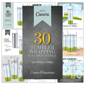 Tumblers Wrapping Listing Templates |  30 Tumblers Mockup Template | Skinny Tumbler Listing Mockups  | Tumblers etsy Listing Canva Mockups