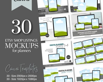 Mockups for Planners sold on Etsy, Digital Planner Mockup, Canva Mockup Templates, Drag and Drop Planner Mockups, Sell Planners on Etsy