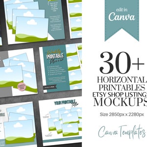 Horizontal Printables Listing Templates |  Horizontal Frames Mockup Template | Printable Listing Mockups  | Calendars Listing Canva Mockups