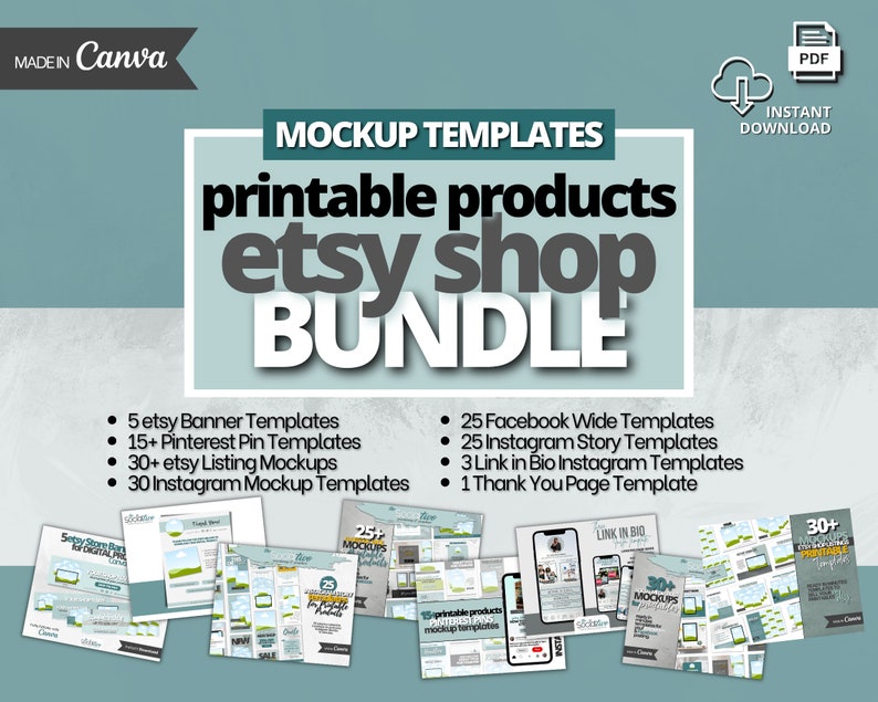 Etsy Shop Printable &amp; Digital Mockups Bundle Pack Etsy Listings, Social ...