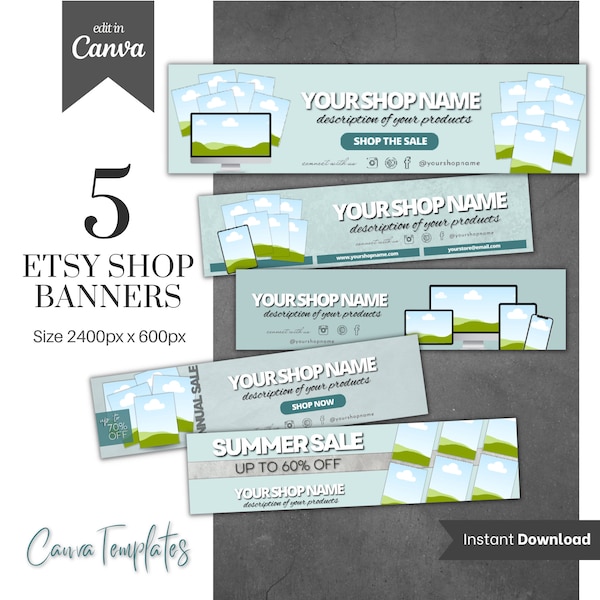 Etsy Banner for Printable & Digital Products Canva Templates | Etsy Shop Banner | Editable Etsy Banner Template