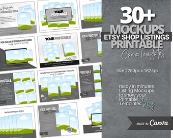 Etsy-mallar för utskrivbara produkter, utskrivbara mockups för listningar, bilder på Etsy-butikslistningar, 30+ Canva-mallar för utskrivbara produkter
