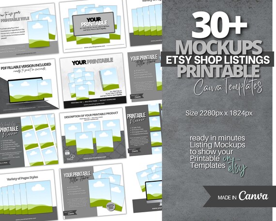 Printable Products Etsy Listing Templates, Printable Listing Mockups, etsy Shop Listing Images, 30+ Canva Templates for Printable Products