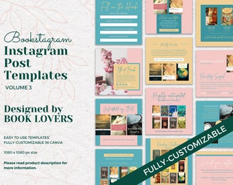 Book Instagram Templates, Book Blogger Template, Instagram Bookstagram templates, Canva templates for book bloggers