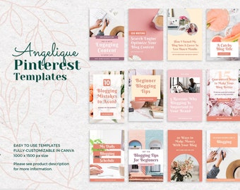 Pinterest templates for blogger | Canva template Pinterest pins - ANGELIQUE