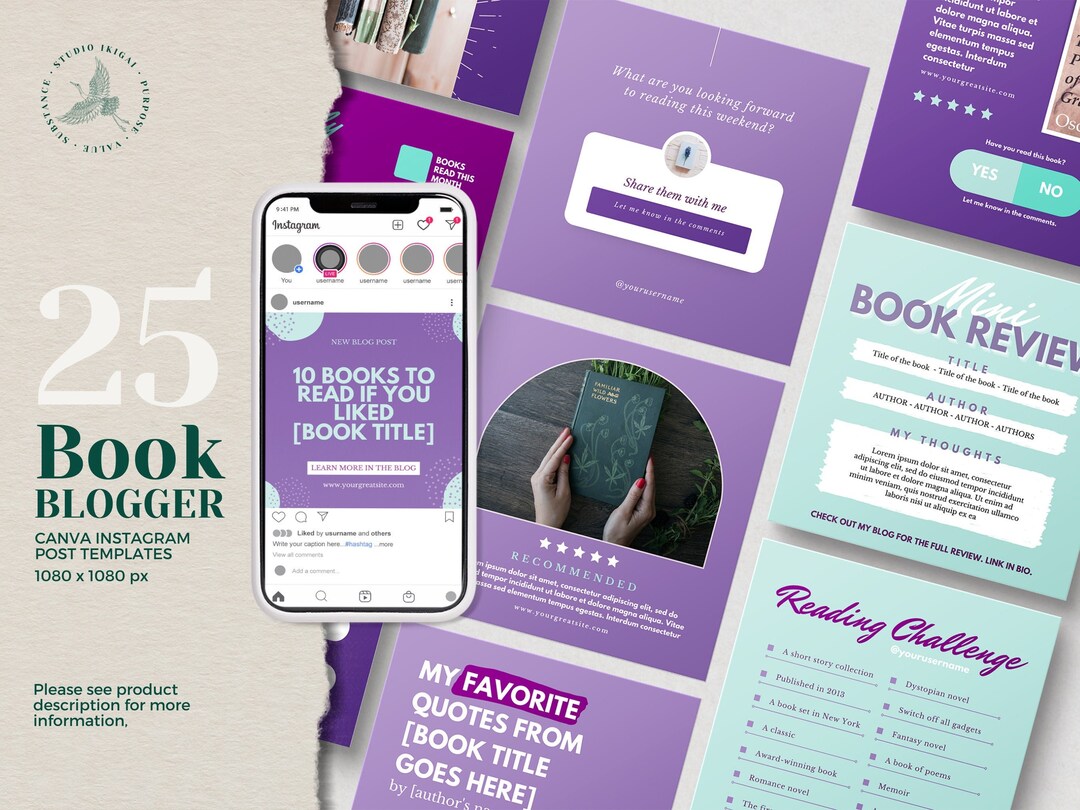 instagram-templates-for-book-bloggers-instagram-post-book-etsy