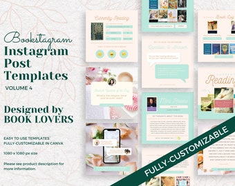 Book Instagram Templates, Book Blogger Template, Instagram Bookstagram templates, Canva templates for book bloggers