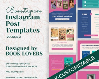 Book Instagram Templates, Book Blogger Template, Instagram Bookstagram templates, Canva templates for book bloggers