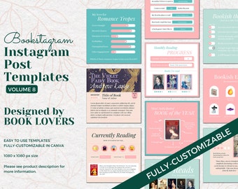 Bookstagram, Book Instagram Templates, Book Blogger Template, Canva templates for book bloggers