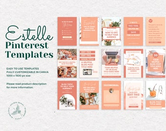 Pinterest templates for blogger | Canva template Pinterest pins | Canva Templates | Pinterest Pins | Templates Pinterest  - ESTELLE