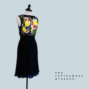 Robe de cocktail en mousseline de soie et perles Matthew Williamson, taille S - noir, sans manches, longueur mini