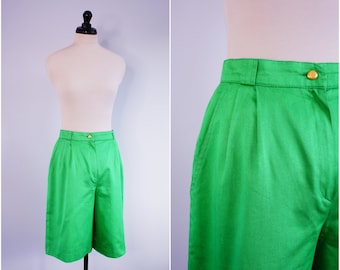 Short vert kelly années 80 et 90, taille Small Medium - jambe large, taille haute, poches