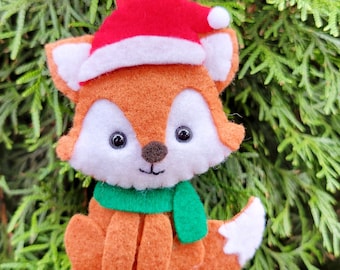 Christmas Fox ornament | Christmas fox | felt ornament | cute fox | kawaii fox | christmas ornament | felt decoration | christmas decoration