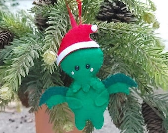 Cute Cthulhu Felt Christmas Ornament | Kawaii cthulu | Christmas tree decoration |