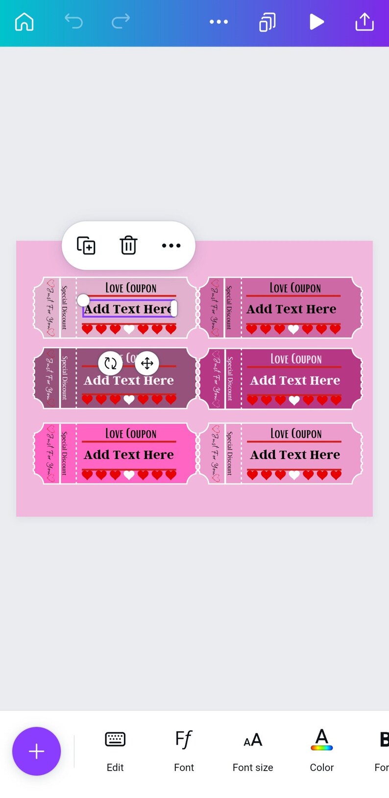 Customizable Valentines Love Coupons for Her or Him Template Fun Gift