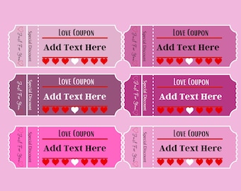 Customizable Valentines Love Coupons For Her or Him Template | Fun Gift Ideas | Valentines Customizable Coupon | Digital Printable Download