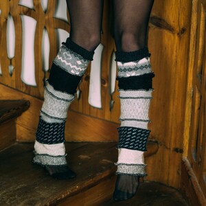 Cozy Gray Upcycled Leg Warmers – Handmade, Recycled Knitwear