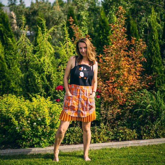 orange pinafore dress Girl Linen Button Front Pinafore Dress