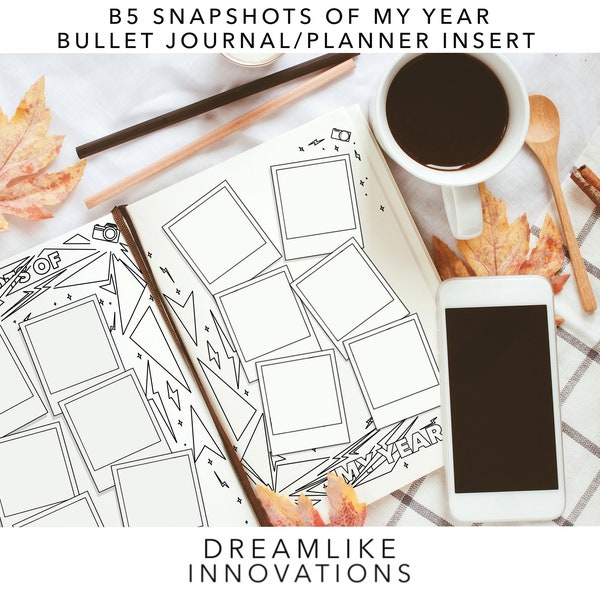 INSTANT DOWNLOAD: B5, Photo Highlights Planner Spread, Digital Tracker, Coloring Page, Digital Download, Digital Planner Insert, Pdf