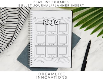 INSTANT DOWNLOAD: Square Playlist Music Tracker Coloring Bullet Journal Bujo Inserts Planner Insert Digital Download Printable Goodnotes Pdf