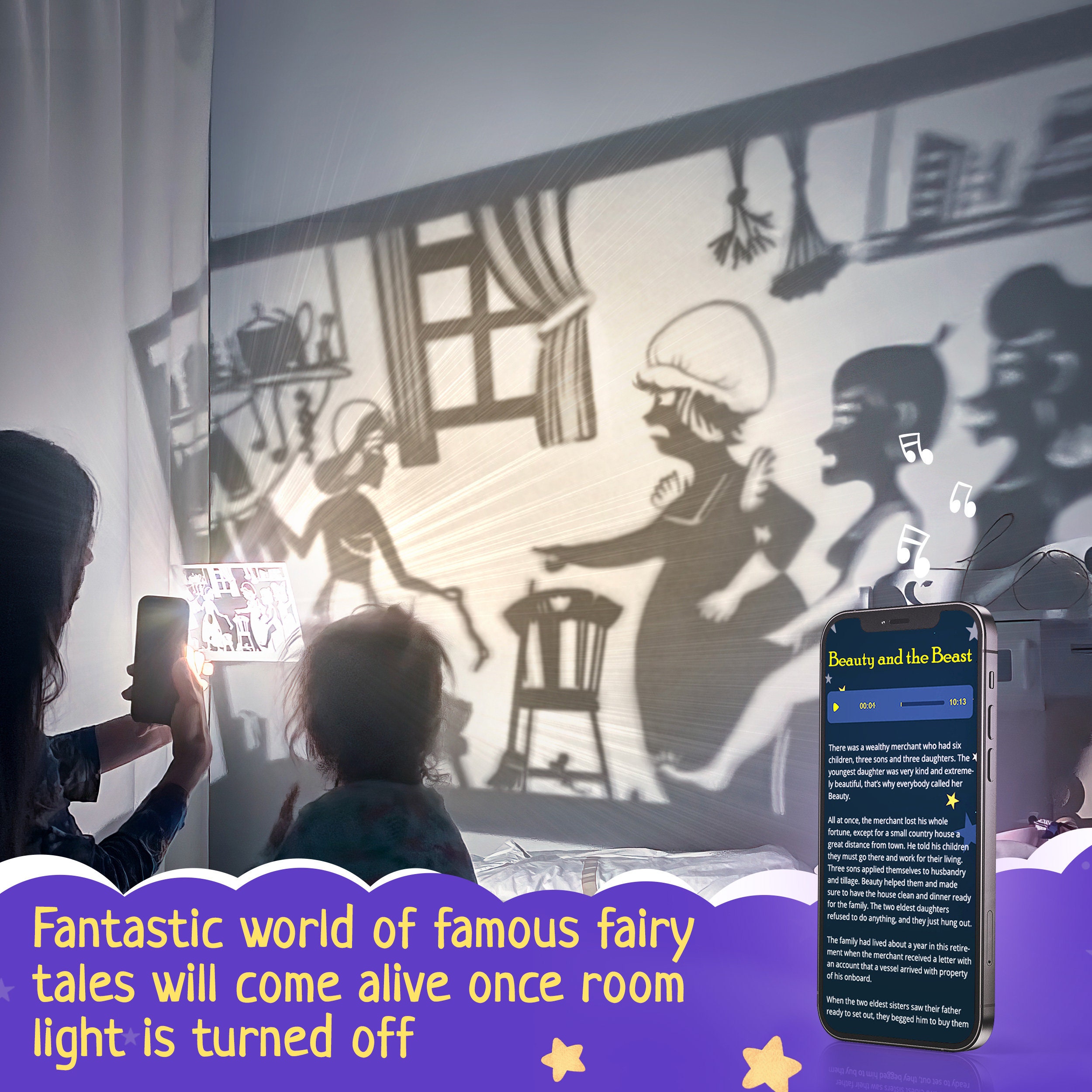 Gift for Kid Boys, Shadow Puppet Theater With 5 Bedtime Fairy Tales for ...