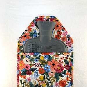 White Floral Quilted Hot Water Bottle Cover