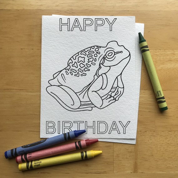 PRINTABLE Frog Happy Birthday Card for Kids Coloring Card | Etsy Canada
