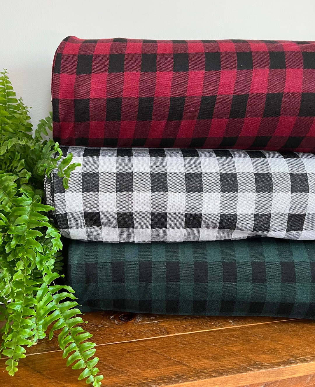 Buffalo Plaid Knit Fabric by the Yard/half Yard Etsy