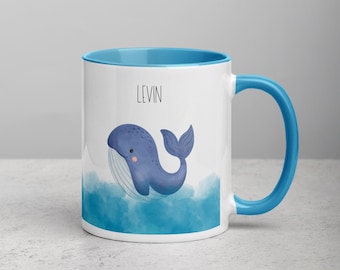 Children's mug whale/ birthday present/ party favor/ gift for child/ personalized