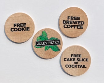 1.5" Custom Printed Wooden Nickels | Wood Coins | Round Tuits | Drink Tokens | Bar Chips