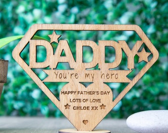 Fathers Day Personalised Gift DADDY grandad dad MUMMY Wooden Plaque Oak