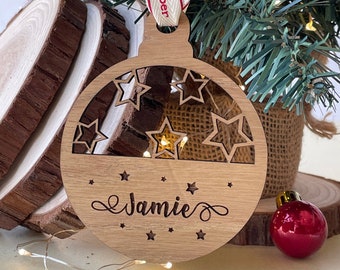 Personalised Christmas Bauble Gift for Family and Kids Santa Snowman Design Christmas Tree Decor