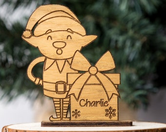Personalised Christmas Table Decor Kids Name Plaque Wooden Xmas Gift Stocking Filler | Custom Gifts Idea | Babys First Christmas