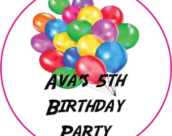 52 Personalised Birthday Party Gloss Vinyl Sweet Cone Favours Bag Stickers