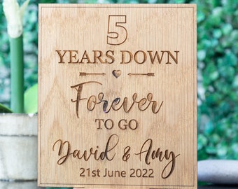 Personalised Wedding Anniversary Gift Freestanding Countdown Plaque Wooden Engraved Gift