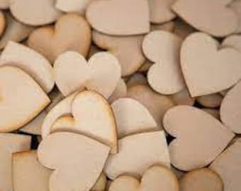 Wooden Hearts MDF Laser Cut Blanks Craft Shapes Embellishments Scrapbooking Card making 3mm Decorations Sizes 20mm to 50mm ready to decorate