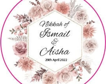 Personalised Custom  Wedding Stickers  Printed  Floral Labels Mehndi  Favours Sangeet Dholki Nikkah Party D9