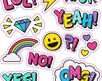 36 Children's Stickers Labels Thank You Children's LOL Imoji Heart OMG