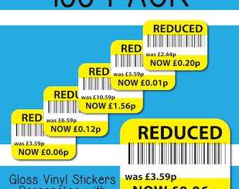 100x Reduced Price Stickers: Customizable Birthday Card Style