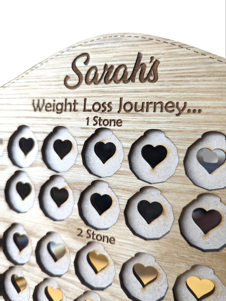 Personalised Weight Loss Tracker Journey Board Pound for lb Reward Chart 1 to 4 stone Oak lovely Gift News years resolution Bild 2