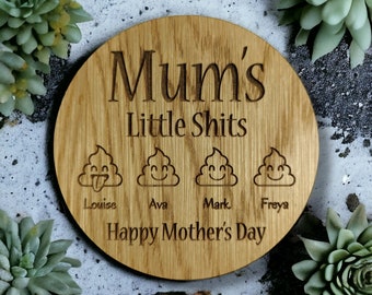 Mothers Day Gift Personalised Mums Little Shits Coaster  Funny Gift For Mum's Mummy, Nana, Nanny, Gran, Grandma, Granny, Nan