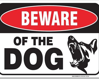 4x Warning Beware Of Dog Stickers Gloss Vinyl